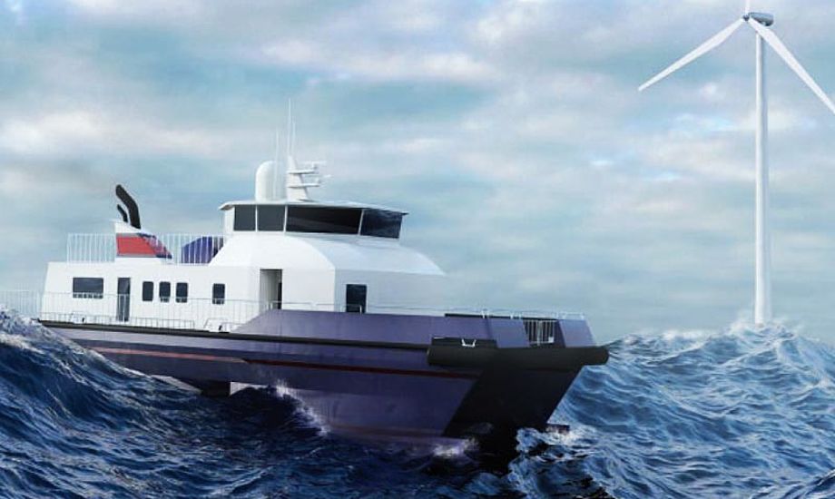 Bådene har stabilitet i høj søgang og evnen til at sejle og overføre servicemandskab mellem vindmølletårnene selv i hårdt vejr. Illustration: Danish Yacht