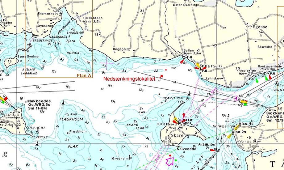 M/F Ærøsund skal sænkes lige syd for Ballen Havn på Sydfyn.