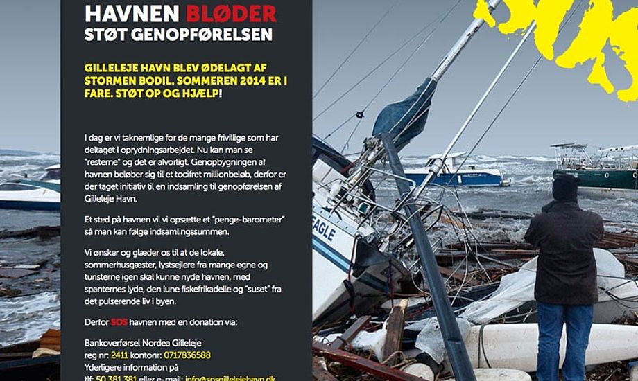 Gilleleje Havn har startet en indsamling, for at få råd til at genopbygge havnen. Foto. sosgilleleje.dk