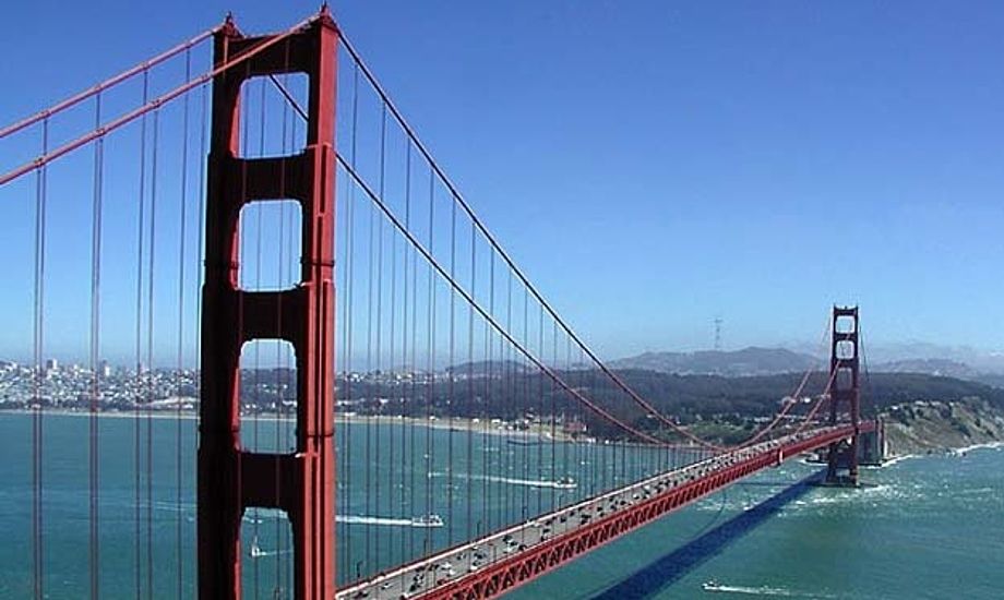 Den berømte Golden Gate Bridge i San Francisco.