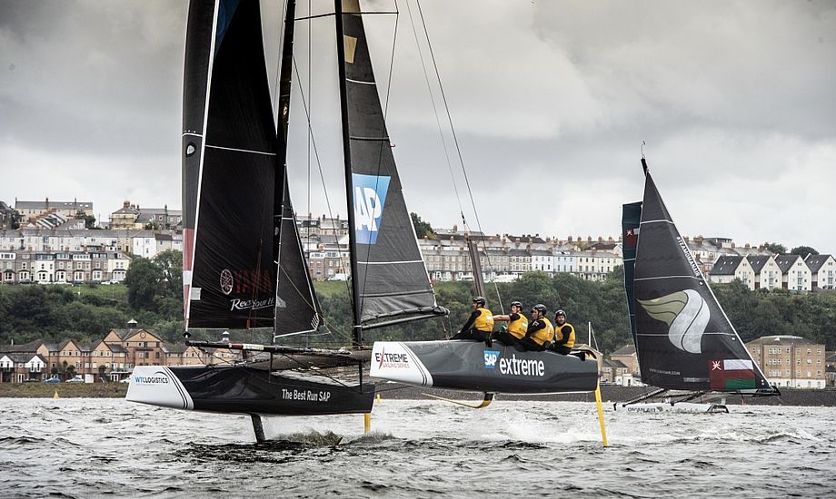 Det danske SAP-hold måtte nøjes med andenpladsen i Cardiff. Foto: Extreme Sailing Series