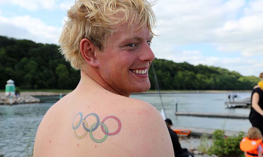 OL-bronzevinder Peter Lang er klar til finalen med OL-tatovering. - Det tog kun halvanden time, siger han. Foto: Troels Lykke