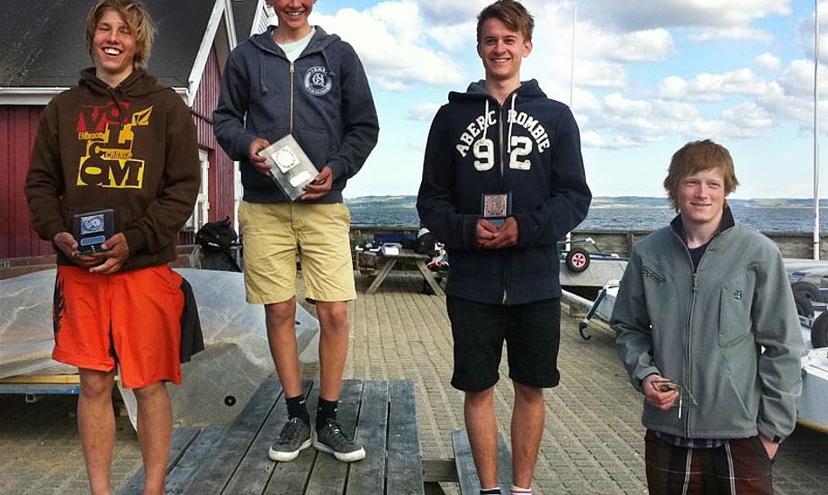 Frederik Rask, øverst, vandt Sparekassen Kronjylland Cup foran Tobias Hemdorff (tv).  David M. Sander blev nr. 3 og Mathias Livbjerg (th) fik 4. pladsen. Foto: europeclass.dk