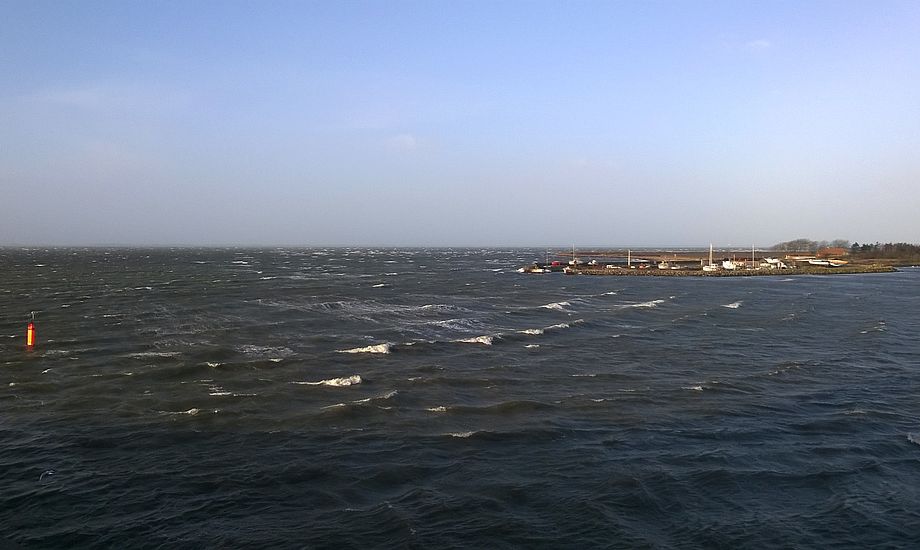 Sådan så det ud i går da Dagmar blæste i Langelandsbæltet. Foto: Troels Lykke