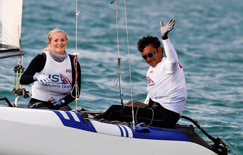 USA's Nacra 17 hold, Helena Scutt og Bora Gulari. Foto: Martina Orsini