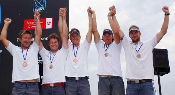 Chris Keene, Frederik Sparvath, Niels Kinch, Søren Tønder og Mads Ebler. Arkivfoto: Match Racing Denmark