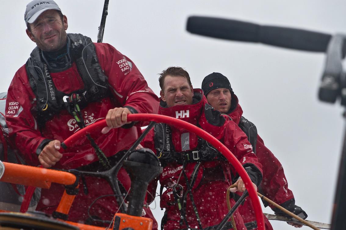 Martin Kirketerp på 29 år, ses her til højre med Oure-hue på under sejlads over Atlanten. Foto: Team Sanya