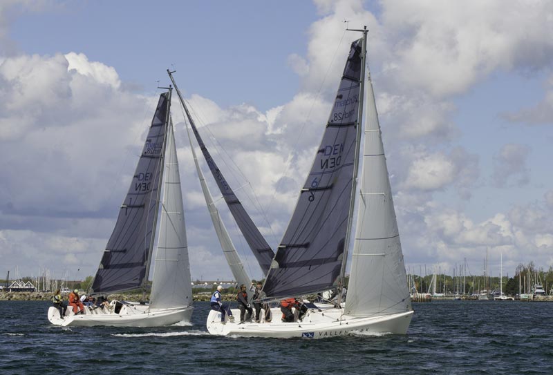 Der blev sejlet tæt sejlads under land. Foto: Peter Ambs, Vallensbæk Sejlklub