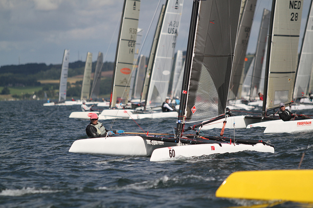 Start ved A-Cat VM 2011. Foto: Sailing Aarhus