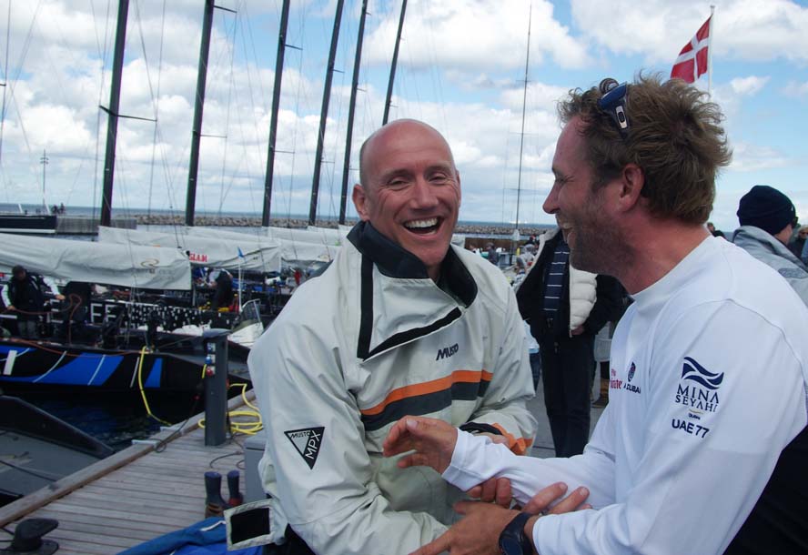 Chresten Plinius, tv., under RC44 stævne i København, til højre ses Jes Gram-Hansen. Foto: Troels Lykke