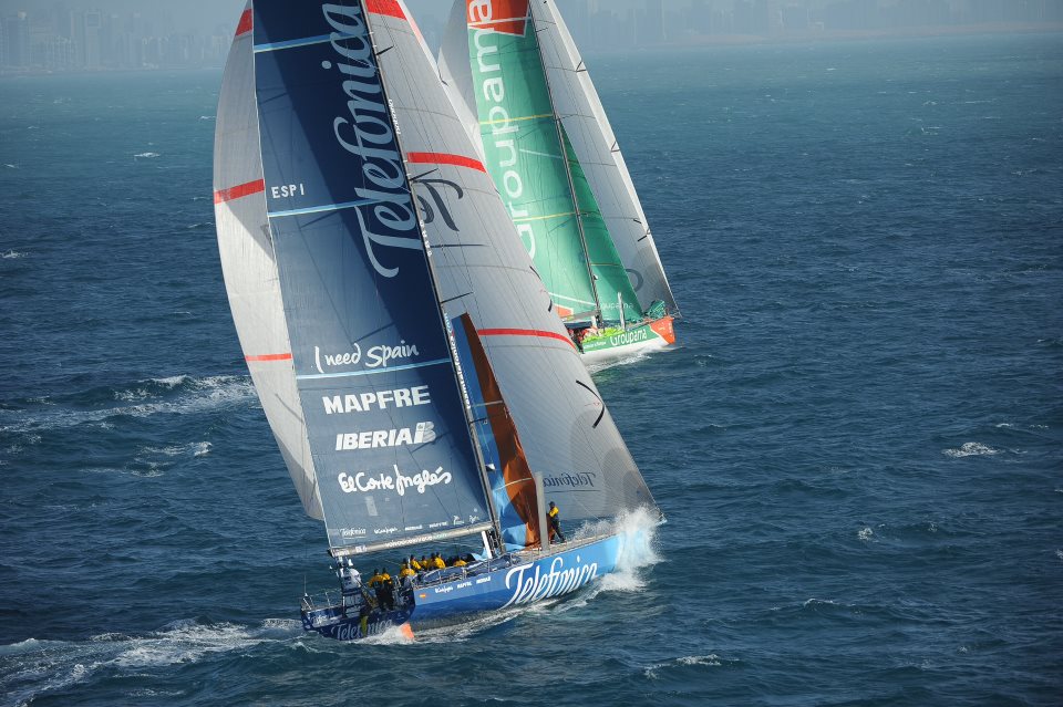 Starten i dag tæt på Abu Dhabi, langt væk fra pirater. Foto: Volvo Ocean Race