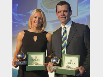 Anna Tunnicliffe and Torben Grael, the 2009 ISAF Rolex World Sailors of the Year