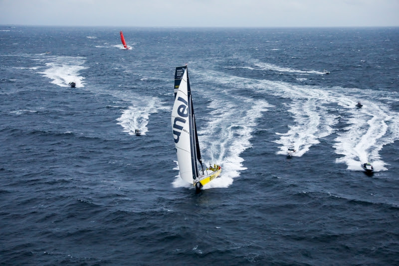 Brunel og Mapfre ligger nu forrest i den samlede stilling. Mapfre er dog helt i top grundet bedre resultater i inport-sejladserne. Foto: Volvo Ocean Race