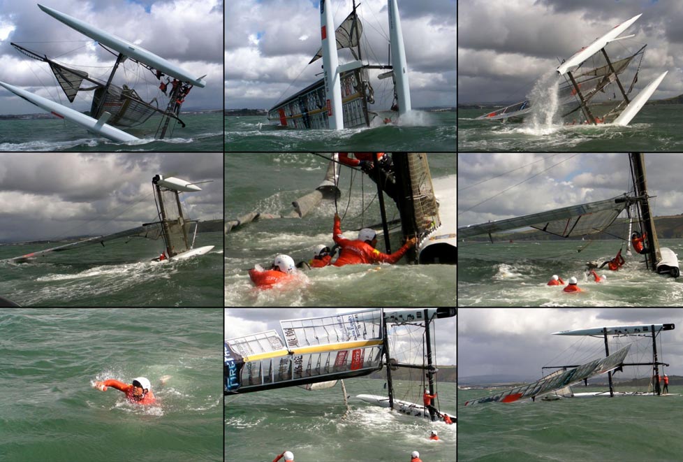 Det er sjældent, at der ikke er et par gode stunts til America's Cup. Foto. americascup.com