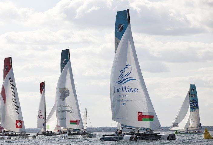 Groupe Edmond de Rothschild er førende båd i den samlede stilling. Foto: extremesailingseries.com