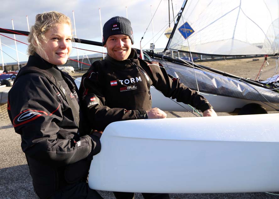 Line Just og Allan Nørregaard er nu i Nacra 17-klassen. Foto: Troels Lykke