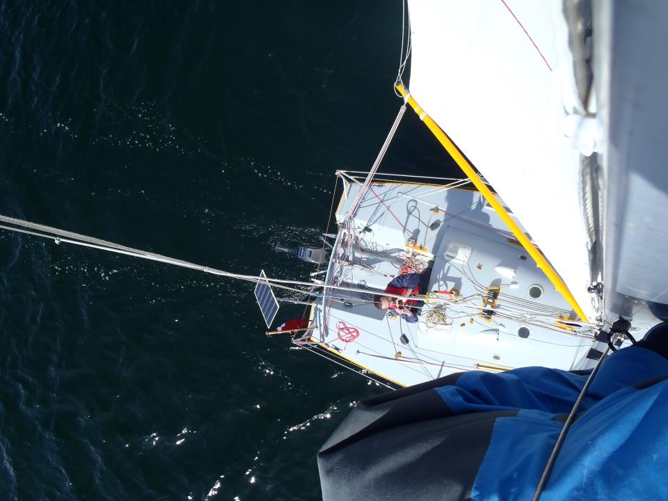 Sådan ser Oles Mini Transat 650 ud fra toppen af masten.