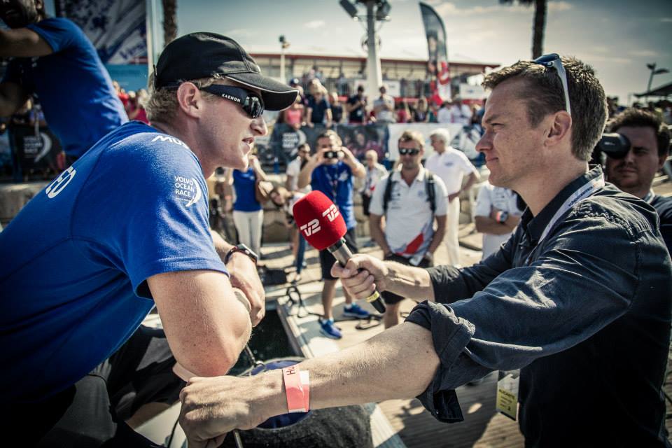 Nicolai Sehested bliver her interviewet i Alicante efter holdet tog sidsteplads. Foto: Vestas Wind