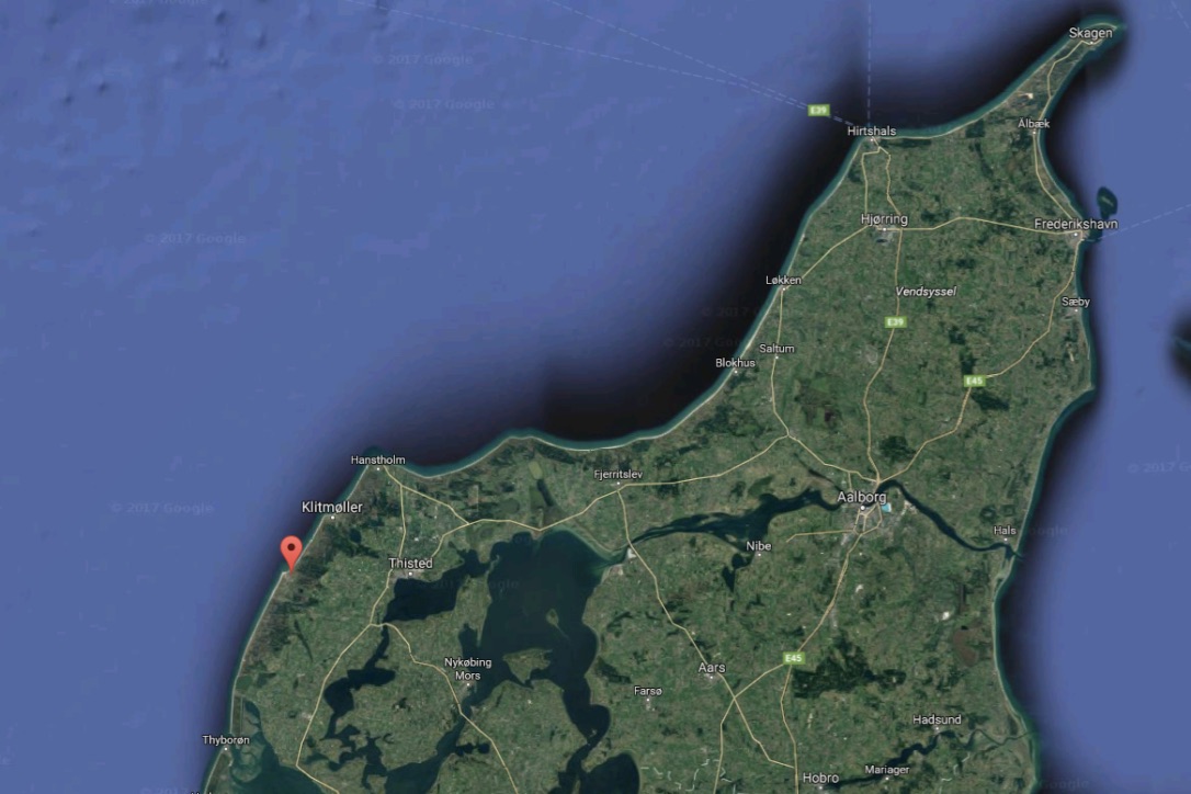 Ulykken fandt i eftermiddag sted i nærheden af Vorupør. Foto: Google Maps